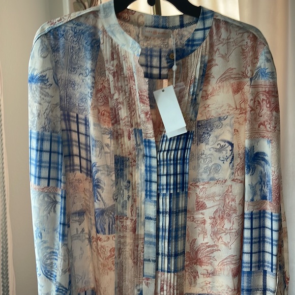 $498 NEW TORY BURCH Silk Patchwork shirt dress 8 - Picture 9 of 14